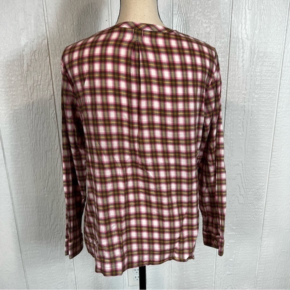 Talbots Pink Plaid Long Sleeve Blouse Size Medium - Picture 4 of 8